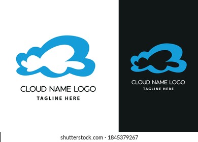 Modern abstract cloud icon logo design. Technology storage concept template