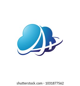 Modern abstract Cloud logo with initial A plus, A+ vector 