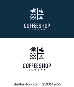 Modern Abstract Coffee Shop Logo Design natural Stock Vector Illustration of drink