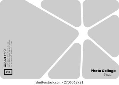 Modern abstract collage featuring rounded wedge styled frames in a 2:3 layout