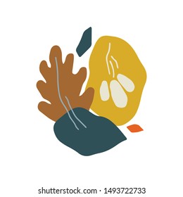 Modern abstract collage with floral elements and geometric shapes. Hand drawn design for T-shirts, packaging, postcards, branding. Minimal style. Vector illustration
