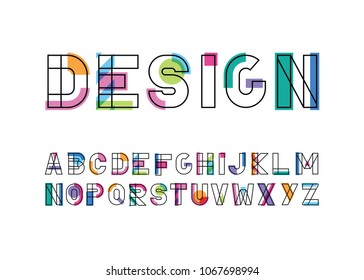 modern abstract color font and alphabet