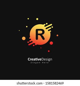 Modern abstract colorful alphabet. Dynamic liquid ink splashes letter. Vector design element for your art. Letter r