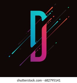 Modern abstract colorful alphabet. Dynamic liquid ink splashes letter. Vector design element for your art. Letter D