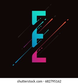 Modern abstract colorful alphabet. Dynamic liquid ink splashes letter. Vector design element for your art. Letter E