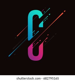 Modern abstract colorful alphabet. Dynamic liquid ink splashes letter. Vector design element for your art. Letter C