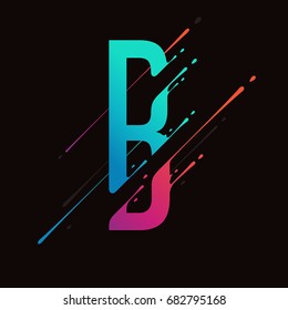 Modern abstract colorful alphabet. Dynamic liquid ink splashes letter. Vector design element for your art. Letter B