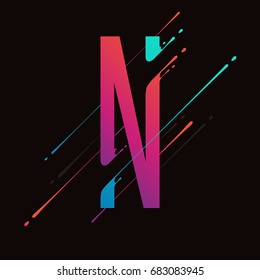 Modern abstract colorful alphabet. Dynamic liquid ink splashes letter. Vector design element for your art. Letter N