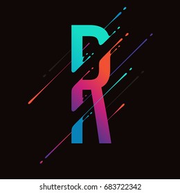 Modern abstract colorful alphabet. Dynamic liquid ink splashes letter. Vector design element for your art. Letter R