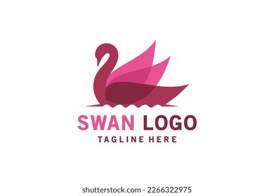 Modern abstract colorful beautiful swan logo design