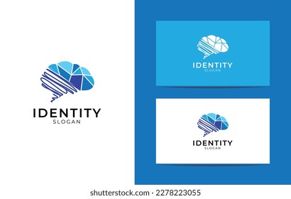 modern abstract colorful brain logo illustration