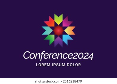 Moderno modelo de logotipo de conferência colorido abstrato para o seu evento ou conferência. Moderno modelo de logotipo colorido pronto para uso, logotipo moderno inicial