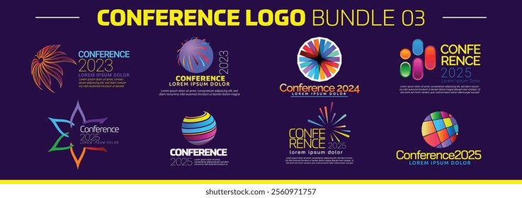 Modern Abstract Colorful Conference Logo Template Bundle for Your Event or Conference. Modern Colorful Logo Template Ready For Use, Modern Initial Logo. Colorful Logo Template Bundle