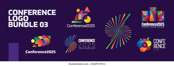 Modern Abstract Colorful Conference Logo Template Bundle for Your Event or Conference. Modern Colorful Logo Template Ready For Use, Modern Initial Logo. Colorful Logo Template Bundle