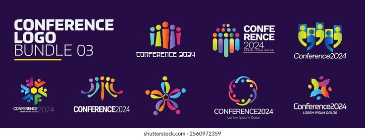 Modern Abstract Colorful Conference Logo Template Bundle for Your Event or Conference. Modern Colorful Logo Template Ready For Use, Modern Initial Logo. Colorful Logo Template Bundle