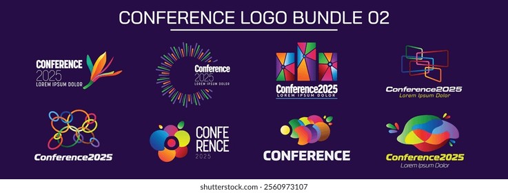 Modern Abstract Colorful Conference Logo Template Bundle for Your Event or Conference. Modern Colorful Logo Template Ready For Use, Modern Initial Logo. Colorful Logo Template Bundle