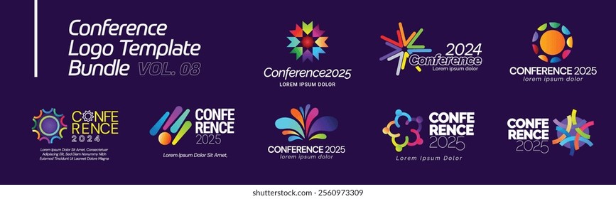 Modern Abstract Colorful Conference Logo Template Bundle for Your Event or Conference. Modern Colorful Logo Template Ready For Use, Modern Initial Logo. Colorful Logo Template Bundle