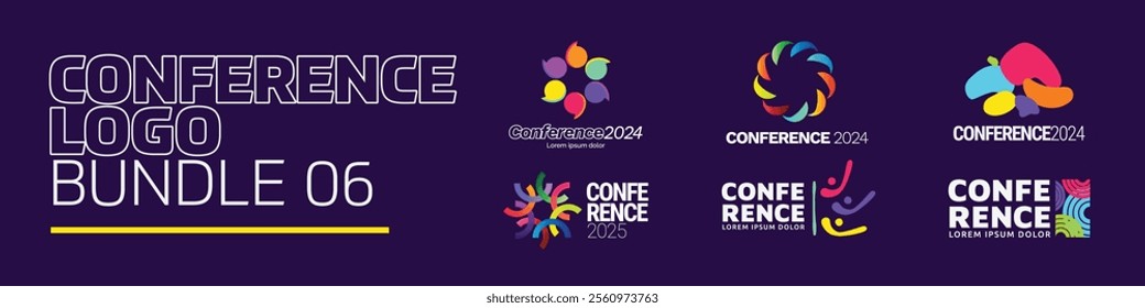 Modern Abstract Colorful Conference Logo Template Bundle for Your Event or Conference. Modern Colorful Logo Template Ready For Use, Modern Initial Logo. Colorful Logo Template Bundle