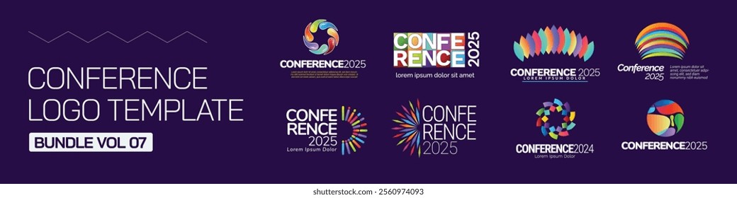 Modern Abstract Colorful Conference Logo Template Bundle for Your Event or Conference. Modern Colorful Logo Template Ready For Use, Modern Initial Logo. Colorful Logo Template Bundle