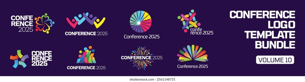 Modern Abstract Colorful Conference Logo Template Bundle for Your Event or Conference. Modern Colorful Logo Template Ready For Use, Modern Initial Logo. Colorful Logo Template Bundle