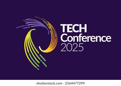 Modern Abstract Colorful Conference Logo Template for Your Event or Conference. Modern Colorful Logo Template Ready For Use, Modern Tech Conference Logo Template