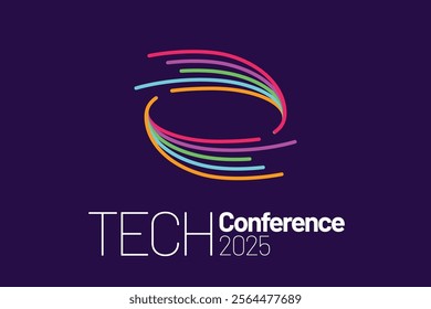 Modern Abstract Colorful Conference Logo Template for Your Event or Conference. Modern Colorful Logo Template Ready For Use, Modern Tech Conference Logo Template