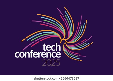 Modern Abstract Colorful Conference Logo Template for Your Event or Conference. Modern Colorful Logo Template Ready For Use, Modern Tech Conference Logo Template