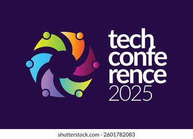 Modern Abstract Colorful Conference Logo Template for Your Event or Conference. Modern Colorful Logo Template Ready For Use, Modern Tech Conference Logo Template