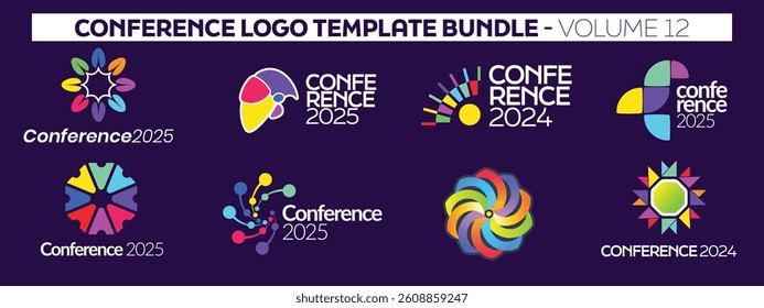 Modern Abstract Colorful Conference Logo Template Bundle for Your Event or Conference. Modern Colorful Logo Template Ready For Use, Modern Initial Logo. Colorful Logo Template Bundle
