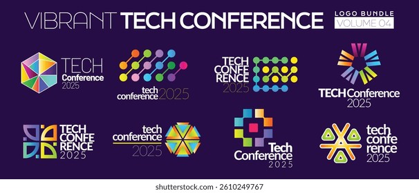 Modern Abstract Colorful Conference Logo Template for Your Event or Conference. Modern Colorful Logo Bundle Template Ready For Use, Modern Tech Conference Logo Template