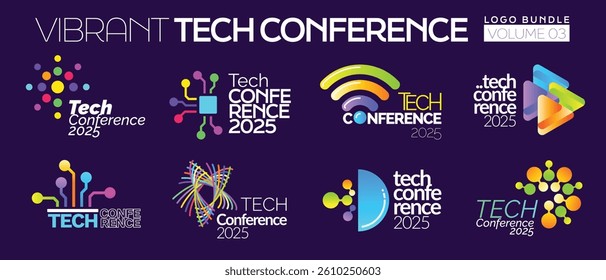 Modern Abstract Colorful Conference Logo Template for Your Event or Conference. Modern Colorful Logo Bundle Template Ready For Use, Modern Tech Conference Logo Template - Powered by Shutterstock - Get 15% off with code: PIKWIZARD15