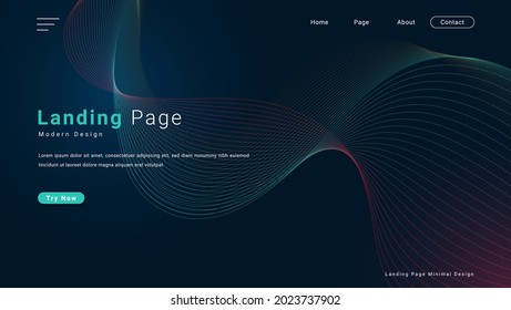 Modern Abstract Colorful Dynamic Wavy Lines Design In Dark Background For Landing Page, Website Or Banner Template