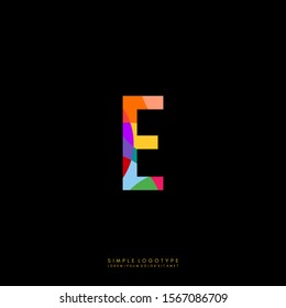 modern abstract colorful E logotype isolated on black background simple concept vector illustration.