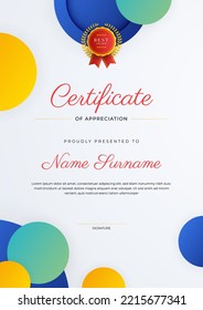 Modern abstract with colorful element certificate design template. Can be used for business card, diploma, invitation, award, achievement, degree, medal, sport event, and appreciation