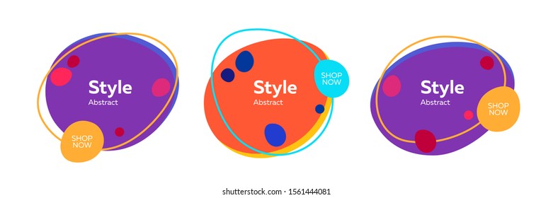 Modern abstract colorful element set. Geometric shapes, flowing lines, dynamical colored forms. Trendy design for logo, label, advertising poster