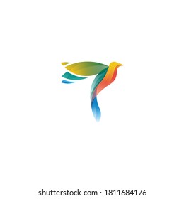 Modern Abstract Colorful Flying Bird Hawk Phoenix Falcon Logo DesignVector