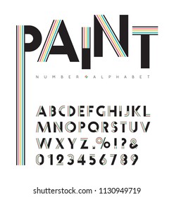 Modern abstract colorful font. Vector alphabet and number set isolated on white background.