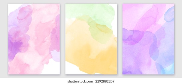 Modern abstract colorful  frames, backgrounds, cards, textures. Watercolor brush strokes, spots, place for text.