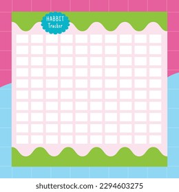 Modern abstract colorful habbit tracker planner vector planner template