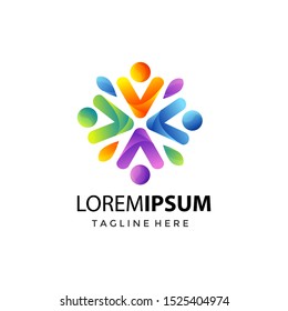 Modern Abstract Colorful Human People Community Group Charity Logo Icon Sign Symbol Vector Illustration for company, brand, identity, corporate, creative industry, business in isolated white backgroud