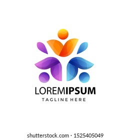 Modern Abstract Colorful Human People Community Group Charity Logo Icon Sign Symbol Vector Illustration for company, brand, identity, corporate, creative industry, business in isolated white backgroud