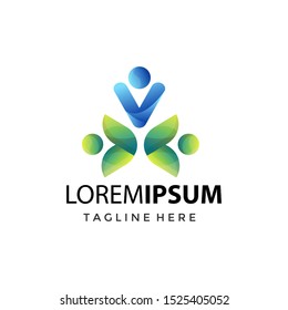 Modern Abstract Colorful Human People Community Group Charity Logo Icon Sign Symbol Vector Illustration for company, brand, identity, corporate, creative industry, business in isolated white backgroud