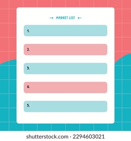 Modern abstract colorful marketing list planner vector template