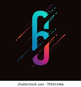 Modern abstract colorful number. Dynamic liquid ink splashes number. Vector design element for your art. Number 6