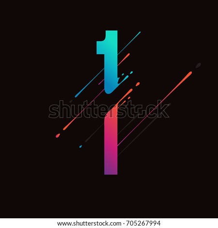 Modern abstract colorful number. Dynamic liquid ink splashes number. Vector design element for your art. Number 1