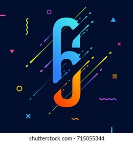 Modern abstract colorful number with minimal design. Number 6. Abstract background with cool bright geometric elements. Dynamic liquid ink splashes symbol. Eps10 vector template for your art