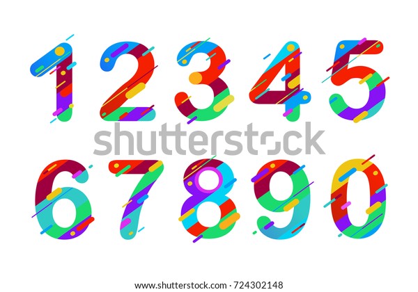 Modern Abstract Colorful Numbers Colourful Set Stock Vector