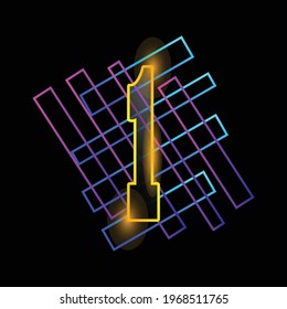 Modern abstract colorful numbers. Vector design elements for your art. Number one