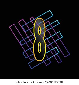 Modern abstract colorful numbers. Vector design elements for your art. Number eight