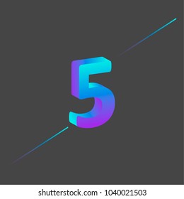 Modern abstract colorful number.Vector design element for your art.Number 5